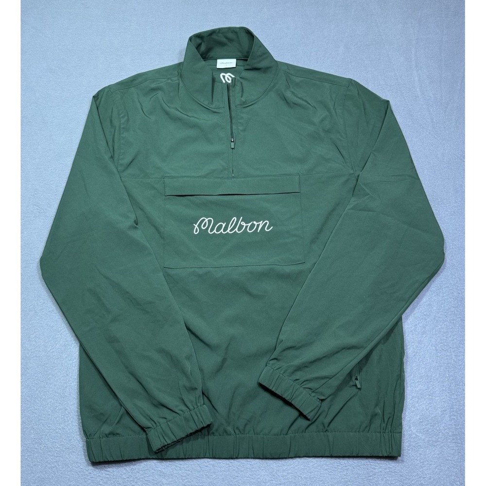 Malbon Golf Jacket Mens L Green 1/4 Zip Athleisure Windbreaker Pullover Normcore